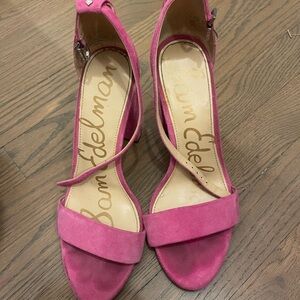 Sam Edelman pink suede block heels